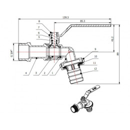 Кран водоразборный 3/4" нар. настенный со штуцером, AV Engineering