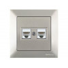 Розетка компьютерная 2xRJ45 (Cat5e, скрытая) титан, DARIA, MUTLUSAN