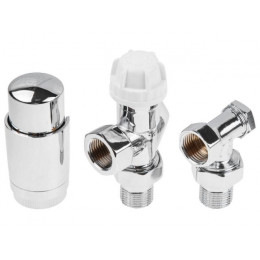 Комплект кранов осевой 1/2" для радиатора ХРОМ, AV Engineering (инд. упак.)