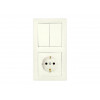 Блок выкл. 2 клав. + розетка (скрытая, с/з) бежевый, Стиль, Bylectrica
