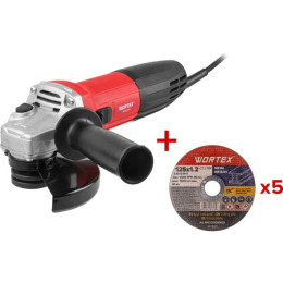 Одноручная углошлифмашина WORTEX AG 1207-6 в кор. 750 Вт, 125 мм, 0-10000 об/мин