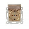 Розетка 1-ая (скрытая, без рамки, с/з, шторки,с крышкой) золото, RITA, MUTLUSAN