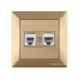 Розетка телефонная + компьютерная (RJ12+Cat5e, скрытая) золото, DARIA, MUTLUSAN