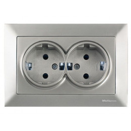 Розетка 2-ая (скрытая, с/з) титан, DARIA, MUTLUSAN