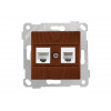 Розетка телефонная + компьютерная (RJ12+Cat5e, скрытая, без рамки) орех, RITA, MUTLUSAN