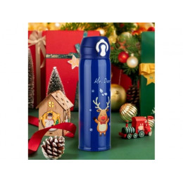 Термос, 480 мл, нержавеющая сталь, MERRY CHRISTMAS, синий, PERFECTO LINEA