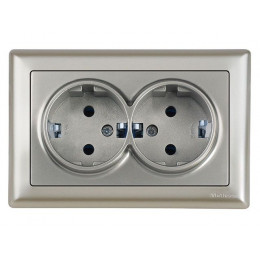 Розетка 2-ая (скрытая, с/з, керамика) титан, DARIA, MUTLUSAN
