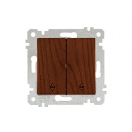 Выключатель проходной 2-клав. (скрытый, без рамки, пруж. зажим) орех, RITA, MUTLUSAN