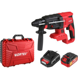 Аккум. перфоратор WORTEX CRH 1824-2 в чем. ALL1 XLT SET БЕСЩЕТ., 18 В, 2.6 Дж, 26 мм, 1х4 А*ч