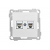 Розетка телефонная + компьютерная (RJ12+Cat5e) белая, ELITRA, MUTLUSAN