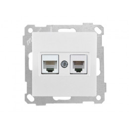 Розетка телефонная + компьютерная (RJ12+Cat5e) белая, ELITRA, MUTLUSAN