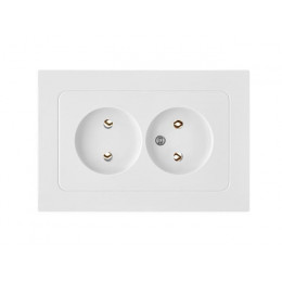 Розетка 2-ая (скрытая, б/з) белая,  Astrum, BYLECTRICA