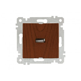 Розетка 1-ая USB (скрытая, без рамки) орех, RITA, MUTLUSAN