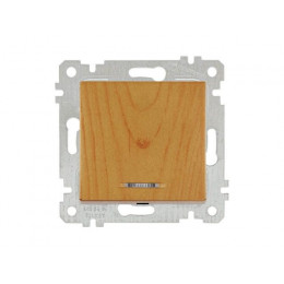 Выключатель 1-клав. (с подсветкой, скрытый, без рамки, винт. зажим) дуб, RITA, MUTLUSAN