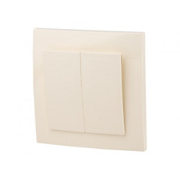 Выключатель 2 клав. (cкрытый, 6А) бежевый, Стандарт, Юпитер