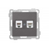 Розетка телефонная + компьютерная (RJ12+Cat5e, скрытая, без рамки) дымчатая, DARIA, MUTLUSAN
