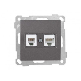 Розетка телефонная + компьютерная (RJ12+Cat5e, скрытая, без рамки) дымчатая, DARIA, MUTLUSAN