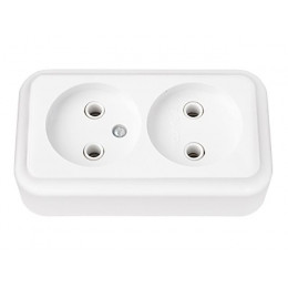 Розетка 2-ая (открытая, б/з) белая, Пралеска, Bylectrica
