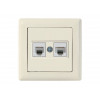 Розетка телефонная + компьютерная (RJ12+Cat5e, скрытая) кремовая, DARIA, MUTLUSAN