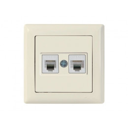 Розетка телефонная + компьютерная (RJ12+Cat5e, скрытая) кремовая, DARIA, MUTLUSAN