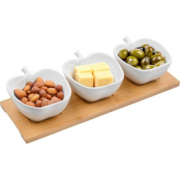 Менажница трехсекционная на бамбуковой подставке, BAMBOO, PERFECTO LINEA