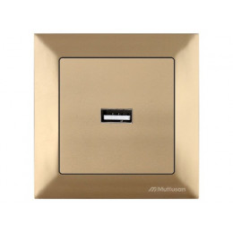 Розетка 1-ая USB (скрытая) золото, DARIA, MUTLUSAN