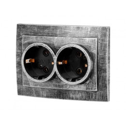 Розетка 2-ая (скрытая, с/з) серебро, Стандарт, Юпитер