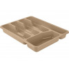 Лоток для столовых приборов, пятисекционный, 330х260х43 мм., шоколадный мокко, PLAST TEAM