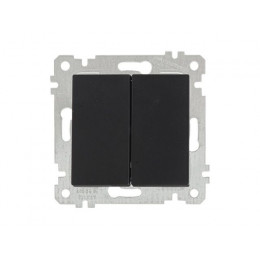 Выключатель 2-клав. (скрытый, без рамки, пруж. зажим) черный, RITA, MUTLUSAN