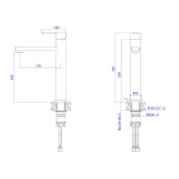 Смеситель для умывальника (SUS 304) D35, серия BON AV Engineering