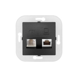 Розетка 2-ая комби телефонная+компьютерная (скрытая) графит, Уют, Bylectrica