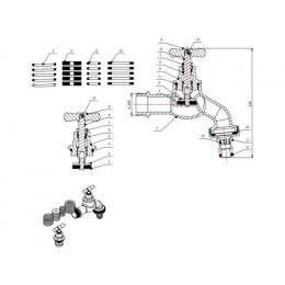 Кран водоразборный 3/4" нар. настенный со штуцером, AV Engineering