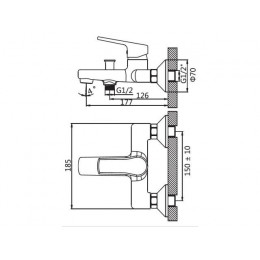 Смеситель для ванны (Lt) D35, серия HOB AV Engineering