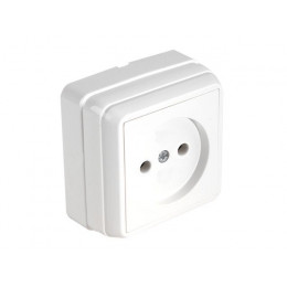 Розетка 1-ая (открытая, б/з) белая, BRON, MUTLUSAN