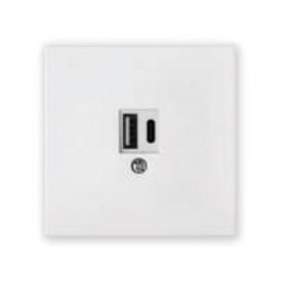 Розетка с двумя USB-разъемами (узел, скрытая) белая, Carre BYLECTRICA