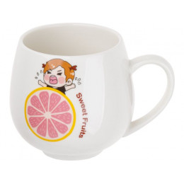 Кружка керамическая, 350 мл, Sweet fruits, грейпфрут, PERFECTO LINEA