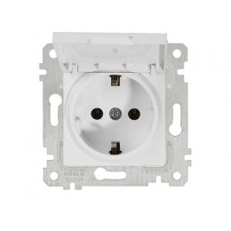 Розетка 1-ая (скрытая, без рамки, с/з, с крышкой) белая, RITA, MUTLUSAN