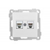 Розетка телефонная + компьютерная (RJ12+Cat5e, скрытая, без рамки) белая, DARIA, MUTLUSAN