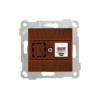 Розетка телефонная 1хRJ12 (скрытая, без рамки) орех, RITA, MUTLUSAN