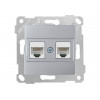 Розетка компьютерная 2xRJ45 (Cat5e, скрытая, без рамки) серебро, RITA, MUTLUSAN