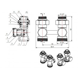 Клапан прямой вентильный 3/4" нар. для радиатора (мультифлекс), AV Engineering (инд. упак.)