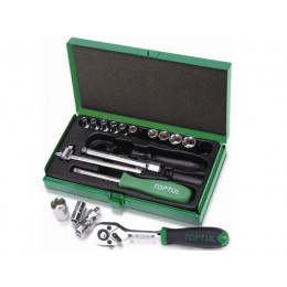 Набор головок 1/4" 4-13мм 17предм. 6гр. метал.кейс TOPTUL