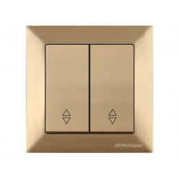 Выключатель проходной 2-клав. (скрытый, пруж. зажим) золото, DARIA, MUTLUSAN