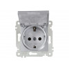 Розетка 1-ая (скрытая, без рамки, с/з, с крышкой) серебро, RITA, MUTLUSAN