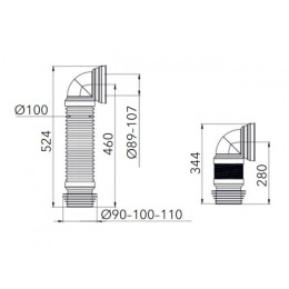 Гофра для унитаза, армированная, под углом 90, AV Engineering