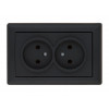 Розетка 2-ая (скрытая, б/з, керамика) черная, DARIA, MUTLUSAN