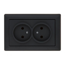 Розетка 2-ая (скрытая, б/з, керамика) черная, DARIA, MUTLUSAN