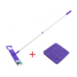 Швабра для пола с насадкой из шенилла, лиловая + салфетка из микрофибры 30х30 см, PERFECTO LINEA
