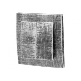 Выключатель 2 клав. (cкрытый, 6А) серебро, Стандарт, Юпитер