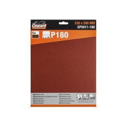 Шлифлист 230х280мм Р180 бум.осн. 5шт. GEPARD (GP5011-180)